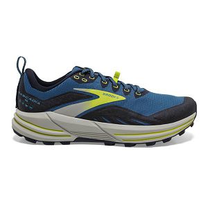 Brooks Cascadia 16 Men's Trail Running Shoes Blue / Black / Yellow | USA-463780