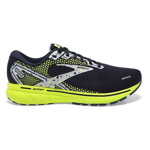 Brooks Ghost 14 Men's Road Running Shoes Navy / Grey / Yellow | USA-261750