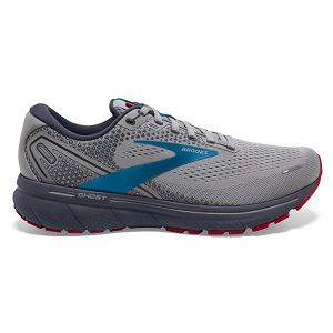 Brooks Ghost 14 Men's Road Running Shoes Grey / Blue / Red | USA-418927