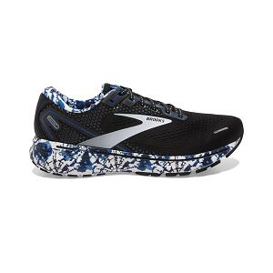 Brooks Ghost 14 Men's Road Running Shoes Black / White / Blue | USA-526049