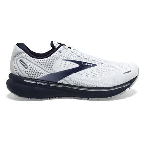 Brooks Ghost 14 Men's Road Running Shoes White / Grey / Navy | USA-823905