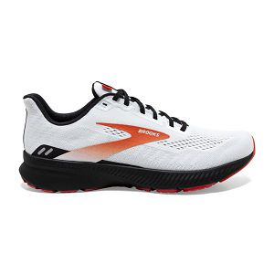 Brooks Launch 8 Men's Road Running Shoes White / Black / Orange | USA-501367