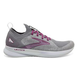 Brooks Levitate StealthFit 5 Women's Road Running Shoes White / Grey / Red | USA-486317