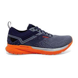 Brooks Ricochet 3 Men's Road Running Shoes Navy / Grey / Orange | USA-485093