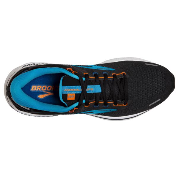 Brooks Adrenaline GTS 22 Men's Road Running Shoes Black / Blue / Orange | USA-106432