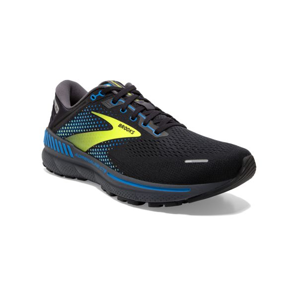 Brooks Adrenaline GTS 22 Men's Road Running Shoes Black / Yellow / Blue | USA-907524