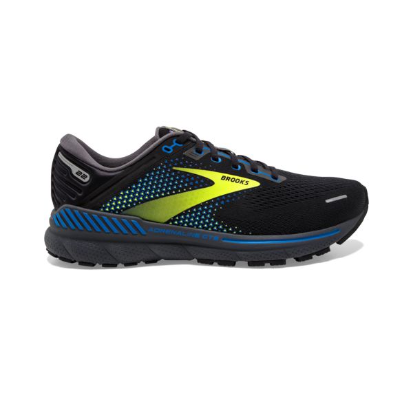 Brooks Adrenaline GTS 22 Men\'s Road Running Shoes Black / Yellow / Blue | USA-907524