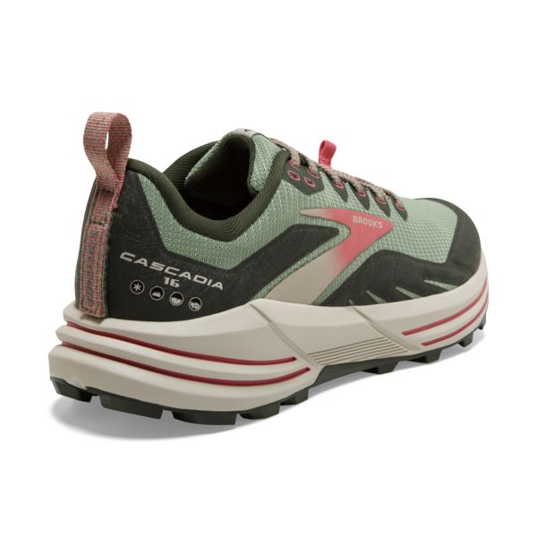 Brooks Cascadia 16 Women's Trail Running Shoes Green / Red / Brown | USA-315249