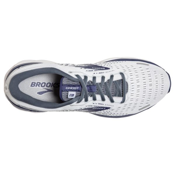 Brooks Ghost 13 Men's Road Running Shoes White / Grey / Navy | USA-651927