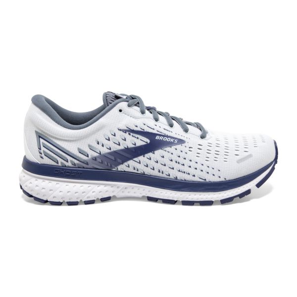 Brooks Ghost 13 Men\'s Road Running Shoes White / Grey / Navy | USA-651927