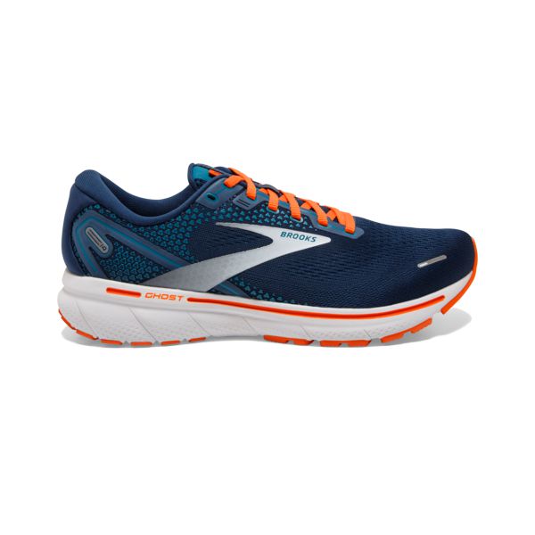 Brooks Ghost 14 Men\'s Road Running Shoes Navy / Orange / White | USA-201594