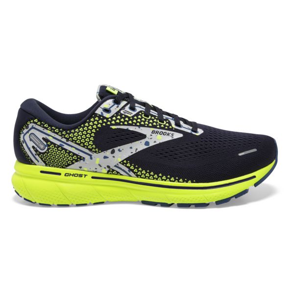 Brooks Ghost 14 Men\'s Road Running Shoes Navy / Grey / Yellow | USA-261750