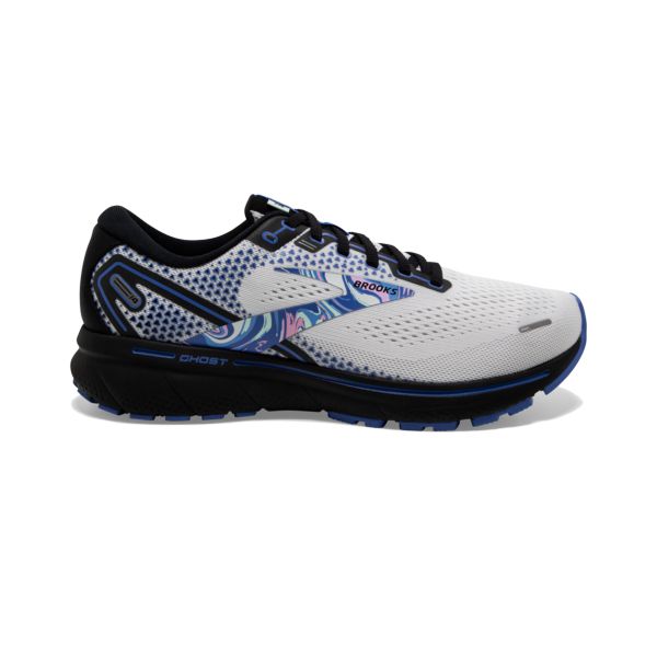 Brooks Ghost 14 Men\'s Road Running Shoes White / Black / Blue | USA-297513