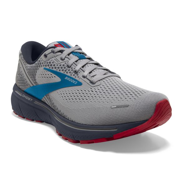 Brooks Ghost 14 Men's Road Running Shoes Grey / Blue / Red | USA-418927