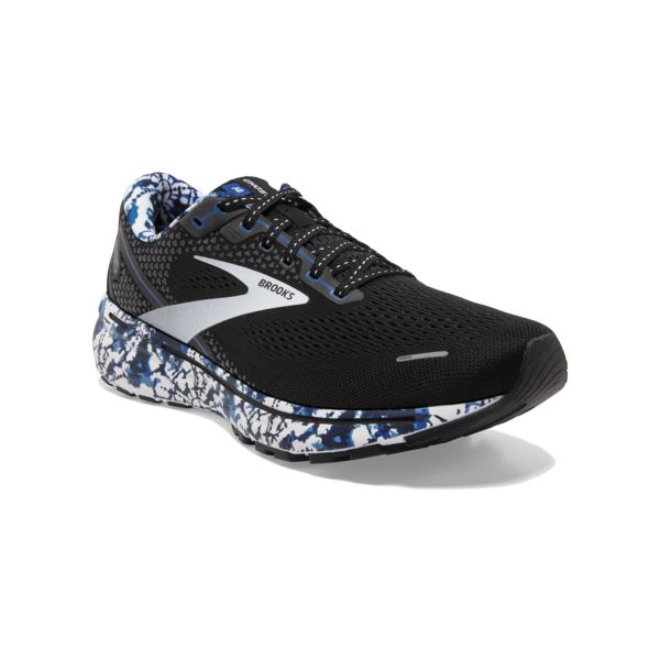 Brooks Ghost 14 Men's Road Running Shoes Black / White / Blue | USA-526049