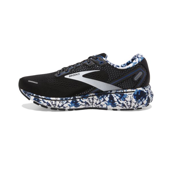 Brooks Ghost 14 Men's Road Running Shoes Black / White / Blue | USA-526049