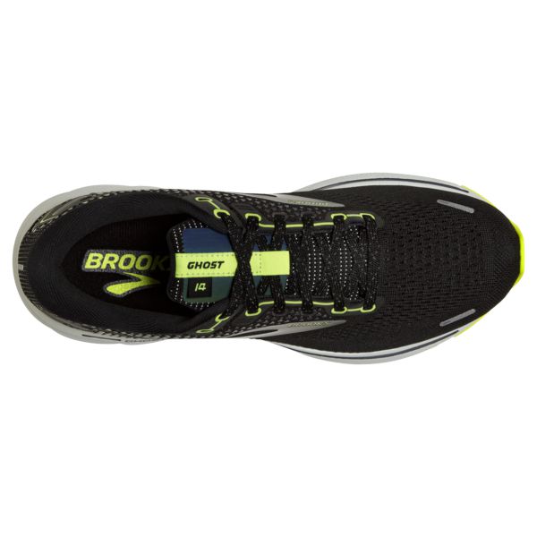 Brooks Ghost 14 Men's Road Running Shoes Black / Yellow / Grey | USA-781254