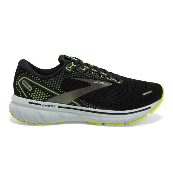 Brooks Ghost 14 Men\'s Road Running Shoes Black / Yellow / Grey | USA-781254