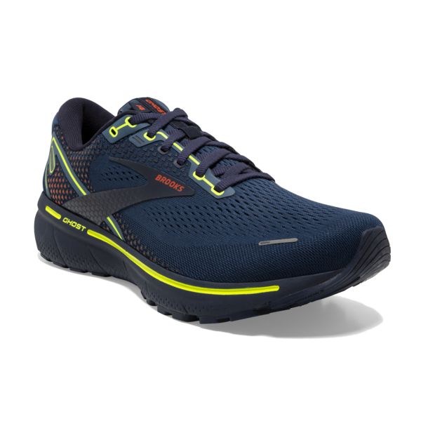 Brooks Ghost 14 Men's Road Running Shoes Navy / Yellow / Orange | USA-815372