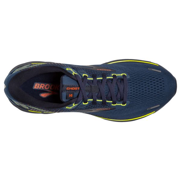 Brooks Ghost 14 Men's Road Running Shoes Navy / Yellow / Orange | USA-815372