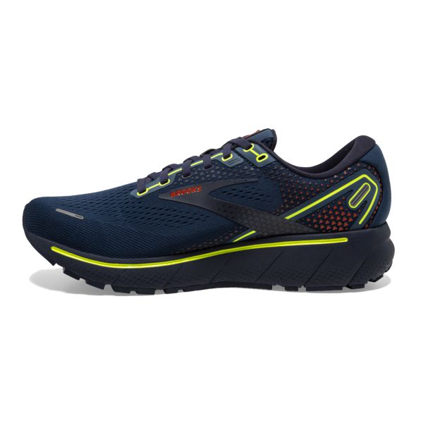 Brooks Ghost 14 Men's Road Running Shoes Navy / Yellow / Orange | USA-815372