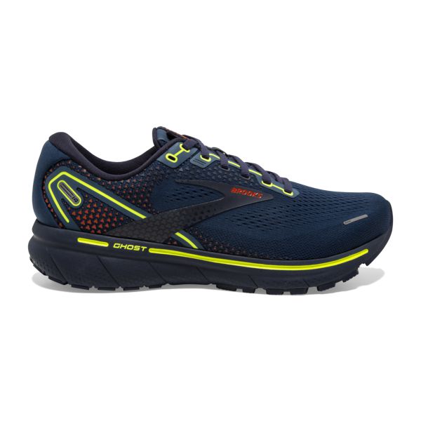 Brooks Ghost 14 Men\'s Road Running Shoes Navy / Yellow / Orange | USA-815372