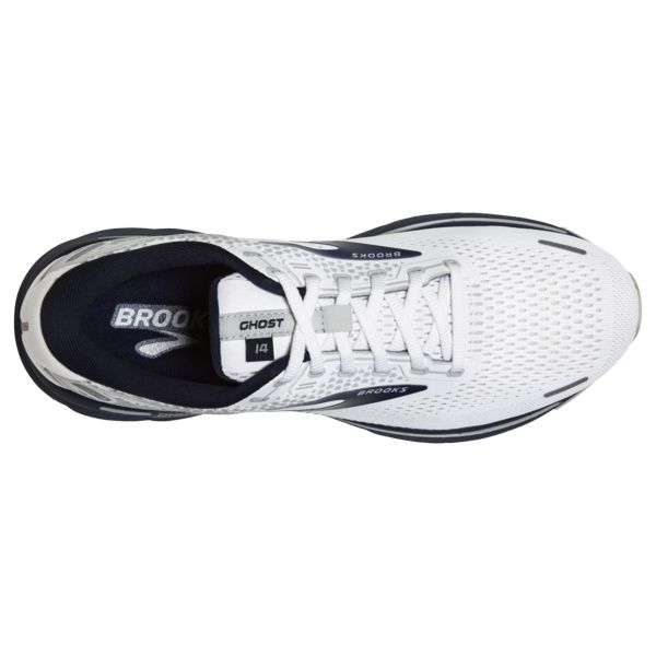 Brooks Ghost 14 Men's Road Running Shoes White / Grey / Navy | USA-823905