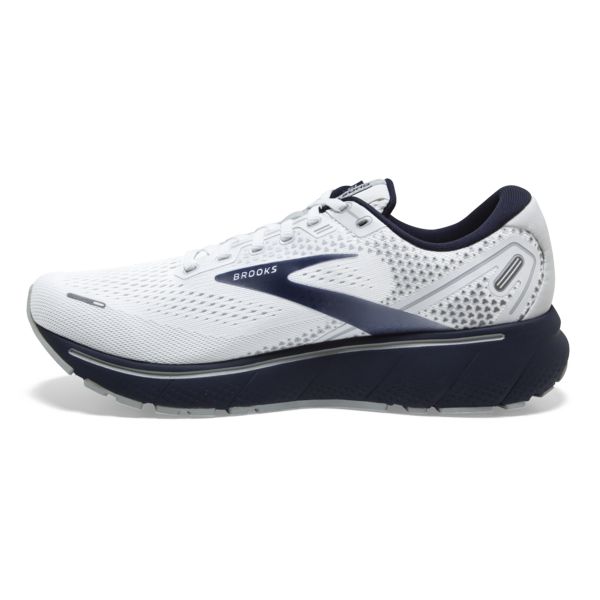 Brooks Ghost 14 Men's Road Running Shoes White / Grey / Navy | USA-823905