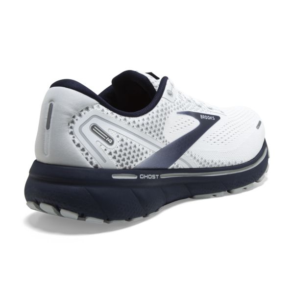 Brooks Ghost 14 Men's Road Running Shoes White / Grey / Navy | USA-823905