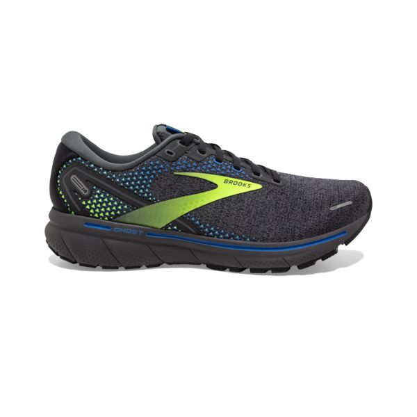 Brooks Ghost 14 Men\'s Road Running Shoes Grey / Yellow / Blue | USA-865741