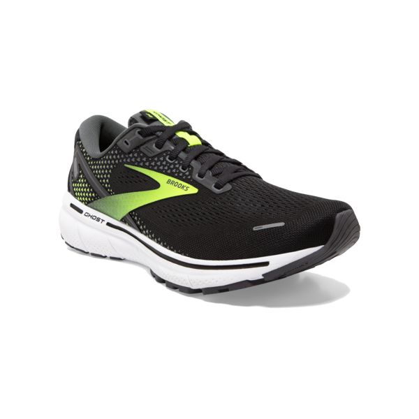 Brooks Ghost 14 Men's Road Running Shoes Black / Yellow / White | USA-892437