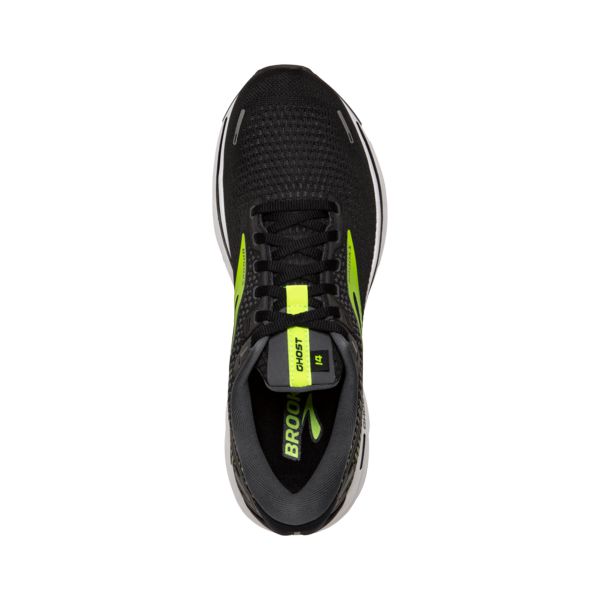 Brooks Ghost 14 Men's Road Running Shoes Black / Yellow / White | USA-892437