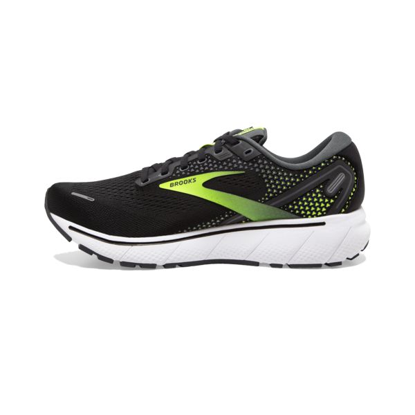 Brooks Ghost 14 Men's Road Running Shoes Black / Yellow / White | USA-892437