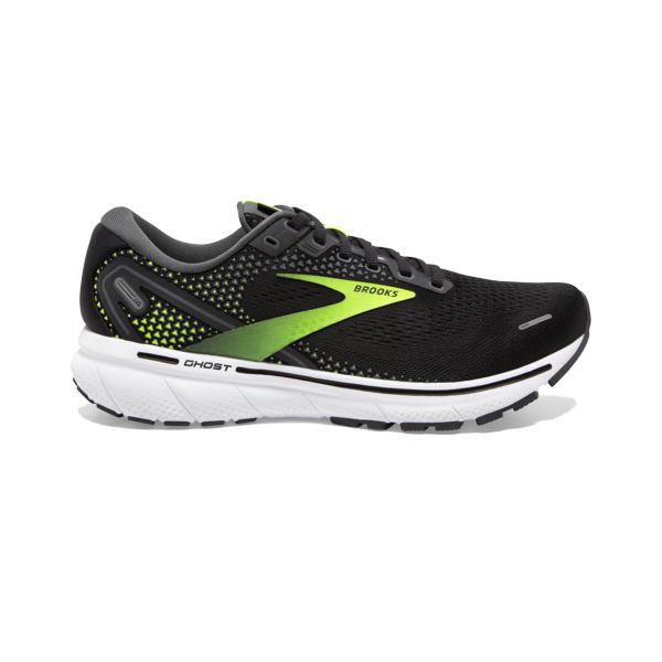 Brooks Ghost 14 Men\'s Road Running Shoes Black / Yellow / White | USA-892437