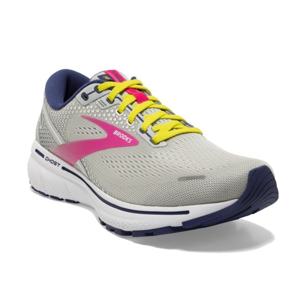 Brooks Ghost 14 Women's Road Running Shoes Grey / Yellow / Pink | USA-51964