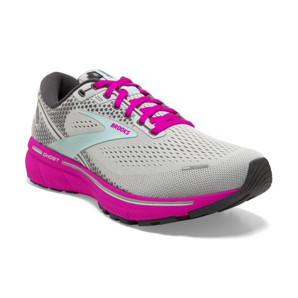 Brooks Ghost 14 Women's Road Running Shoes Grey / Pink / Blue | USA-729685