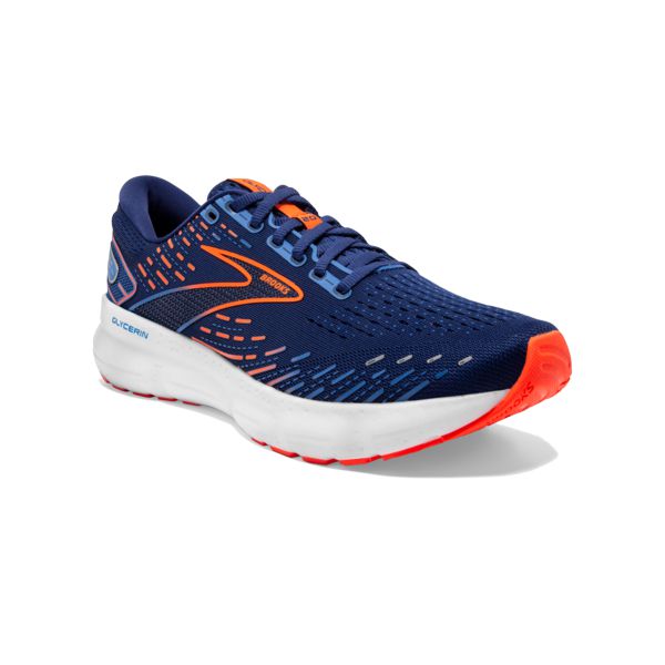 Brooks Glycerin 20 Men's Road Running Shoes Blue / Orange / White | USA-470918