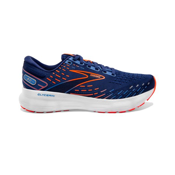 Brooks Glycerin 20 Men\'s Road Running Shoes Blue / Orange / White | USA-470918