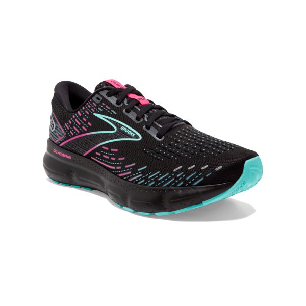 Brooks Glycerin 20 Women's Road Running Shoes Black / Pink / Green | USA-487250