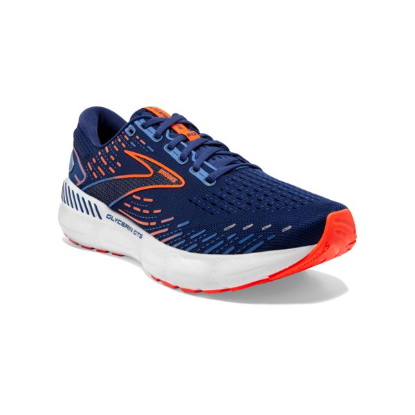 Brooks Glycerin GTS 20 Men's Road Running Shoes Blue / Orange / White | USA-853019