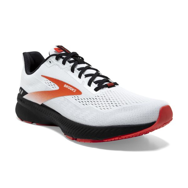 Brooks Launch 8 Men's Road Running Shoes White / Black / Orange | USA-501367