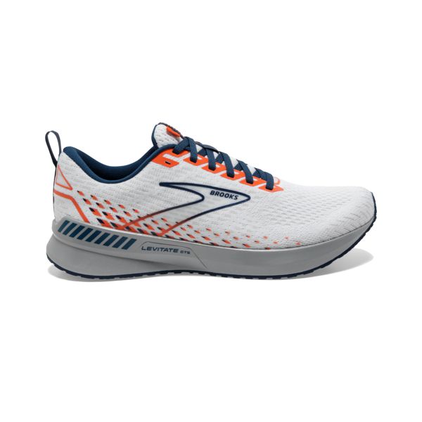 Brooks Levitate GTS 5 Men\'s Road Running Shoes White / Blue / Orange | USA-98754