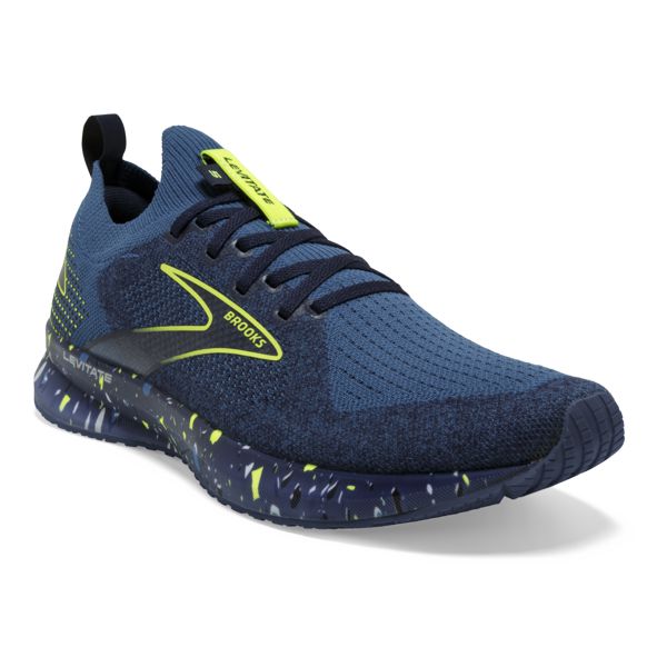 Brooks Levitate StealthFit 5 Men's Road Running Shoes Blue / Black / Yellow | USA-794825