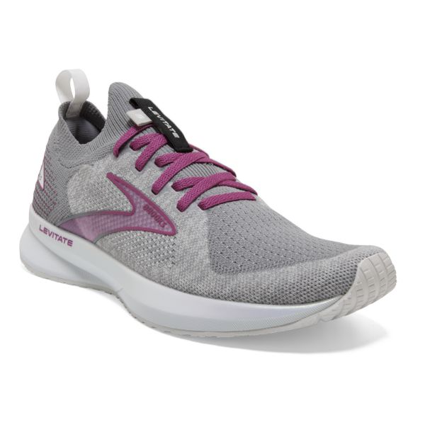 Brooks Levitate StealthFit 5 Women's Road Running Shoes White / Grey / Red | USA-486317