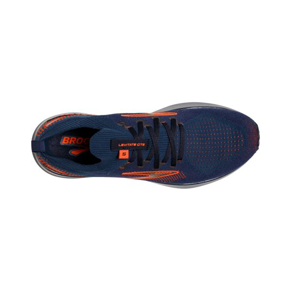 Brooks Levitate StealthFit GTS 5 Men's Road Running Shoes Navy / Orange | USA-456098