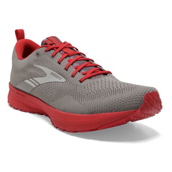 Brooks Revel 5 Men's Road Running Shoes Grey / Silver / Red | USA-326790