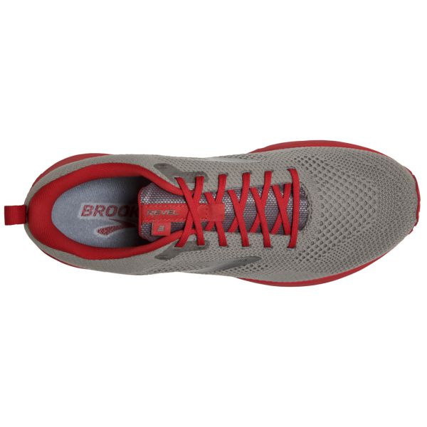 Brooks Revel 5 Men's Road Running Shoes Grey / Silver / Red | USA-326790