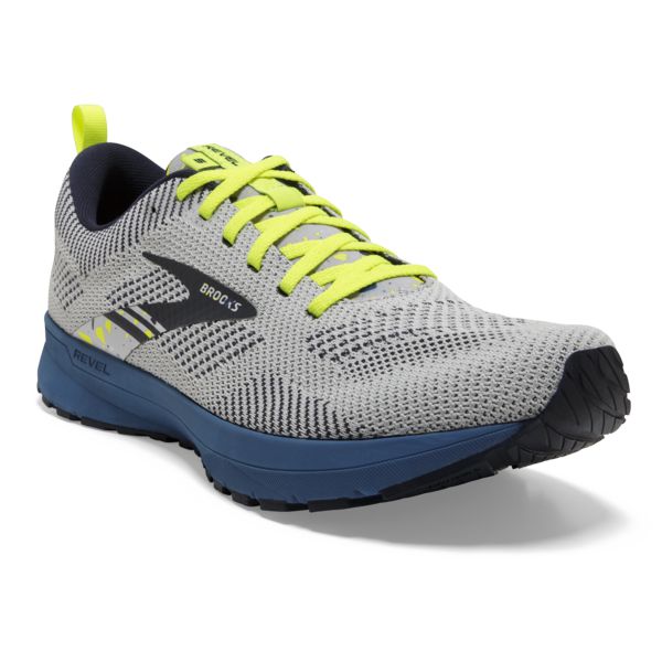 Brooks Revel 5 Men's Road Running Shoes Grey / Yellow / Blue | USA-813795