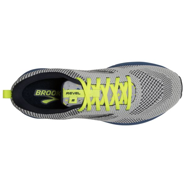 Brooks Revel 5 Men's Road Running Shoes Grey / Yellow / Blue | USA-813795