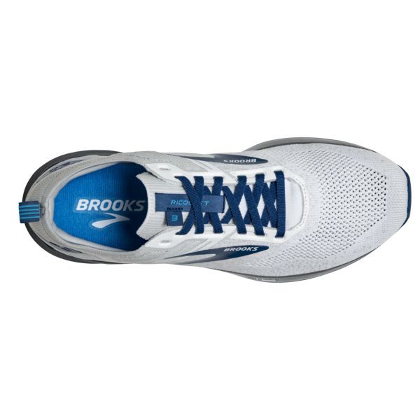 Brooks Ricochet 3 Men's Road Running Shoes White / Grey / Blue | USA-45936